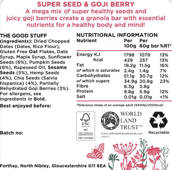 Super Seed & Goji Berry Granola Bar - Image 2